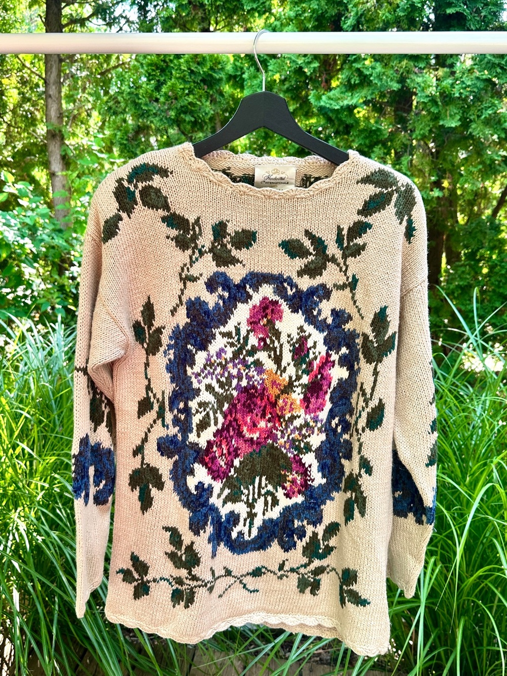Vintage Compagnie Internationale EXPRESS Hand knit Chunky Heavy Cable Knit